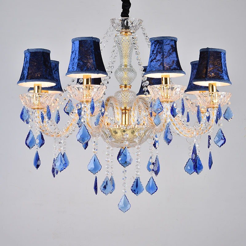 Crystal Chandelier Modern Home Decoration Banquet Hall Living Room Gold Blue Glossy Glass Crystal Chandelier_algz_60799478670