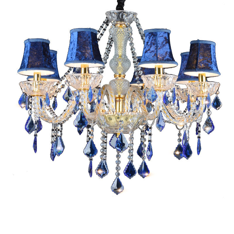 Crystal Chandelier Modern Home Decoration Banquet Hall Living Room Gold Blue Glossy Glass Crystal Chandelier_algz_60799478670