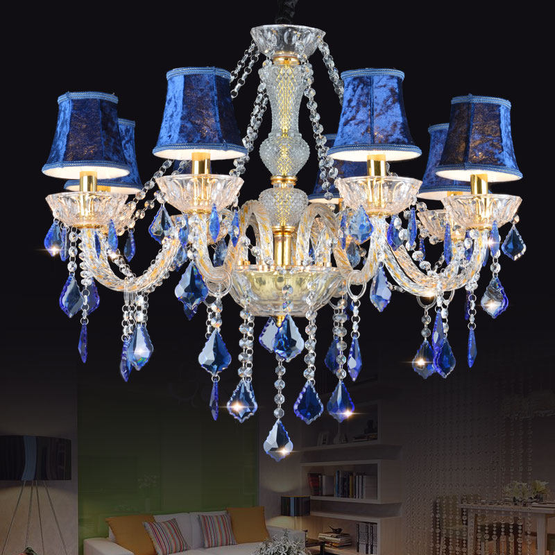 Crystal Chandelier Modern Home Decoration Banquet Hall Living Room Gold Blue Glossy Glass Crystal Chandelier_algz_60799478670