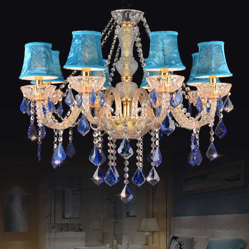 Crystal Chandelier Modern Home Decoration Banquet Hall Living Room Gold Blue Glossy Glass Crystal Chandelier_algz_60799478670