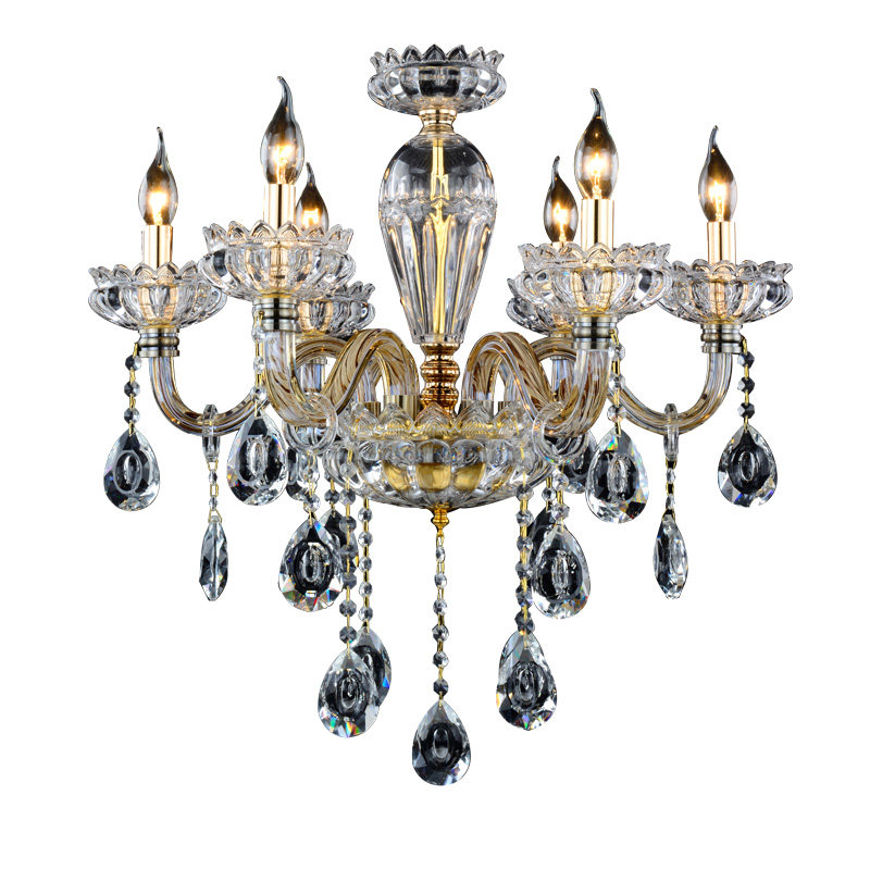 crystal droplight luxury European style villa living room golden glass chandelier hanging bedroom ceiling lighting fixture_algz_1600348313647