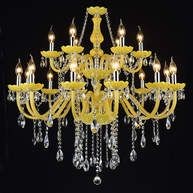 Crystal Lamps type home_Banquet Hall_living room modern glass lamp Candle Home yellow Pendant Lights_algz_60799804636