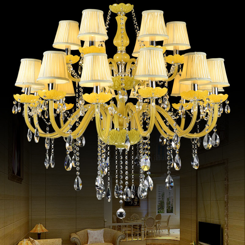 Crystal Lamps type home_Banquet Hall_living room modern glass lamp Candle Home yellow Pendant Lights_algz_60799804636