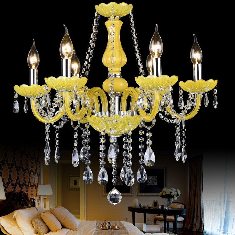 Crystal Lamps type home_Banquet Hall_living room modern glass lamp Candle Home yellow Pendant Lights_algz_60799804636