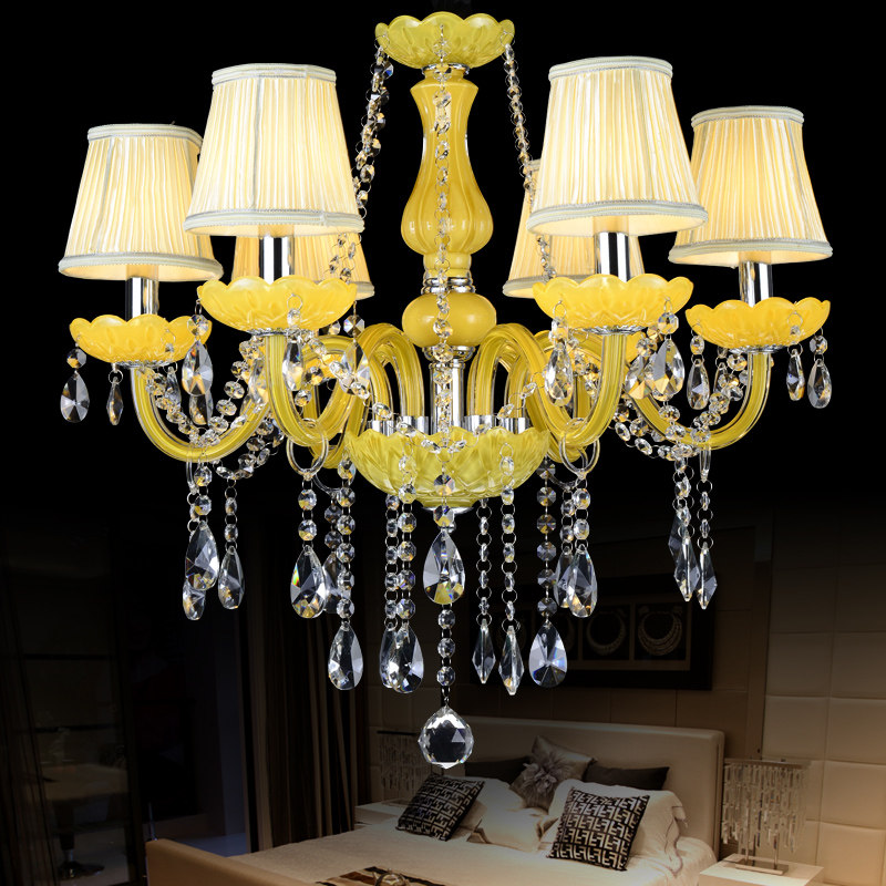 Crystal Lamps type home_Banquet Hall_living room modern glass lamp Candle Home yellow Pendant Lights_algz_60799804636