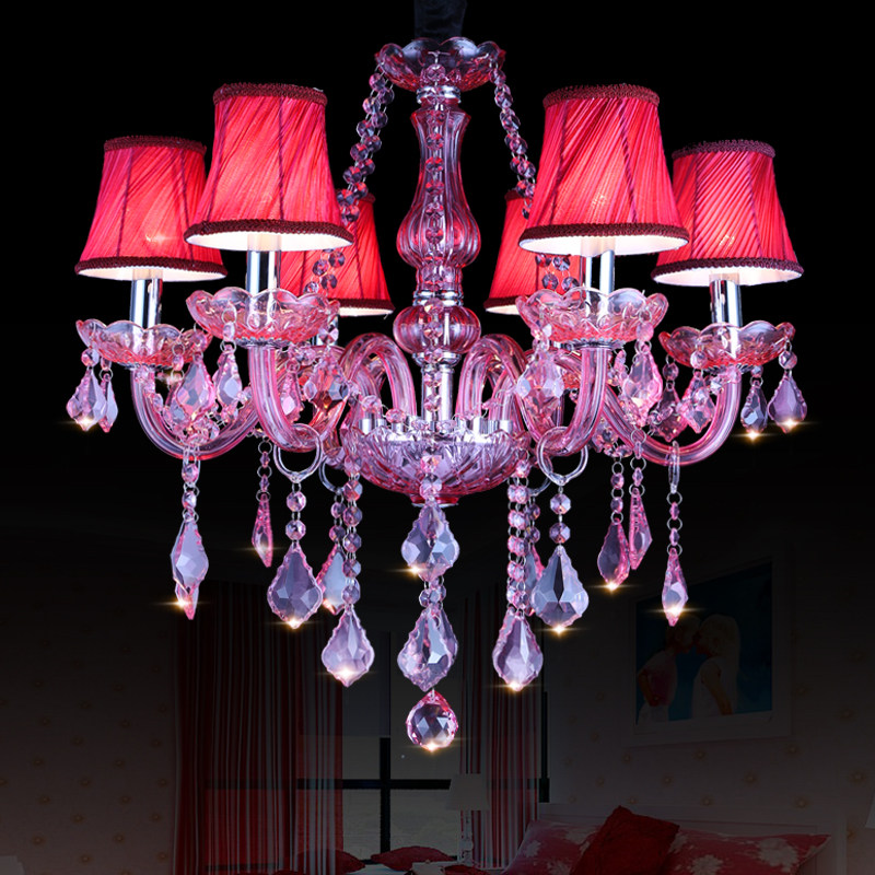 customization lustre red crystal lamps girl bedroom pendant lights apartments decorative hanging lighting wedding chandeliers_algz_60797927599