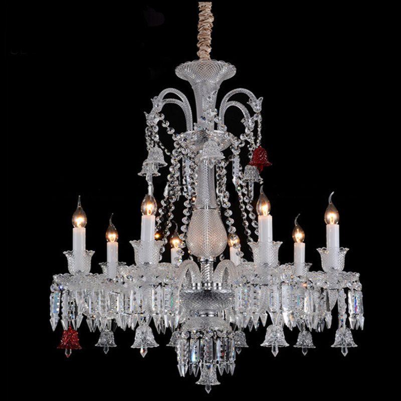 Duplex building large chandelier villa empty living room three-story crystal lamp European-style staircase long chandelier_algz_1600127739346