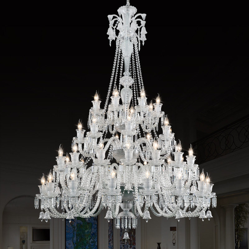 Duplex building large chandelier villa empty living room three-story crystal lamp European-style staircase long chandelier_algz_1600127739346