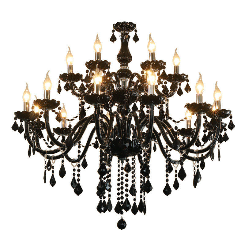 European black crystal chandelier modern simple living room bedroom chandelier creative Internet cafe restaurant candle_algz_62206488117