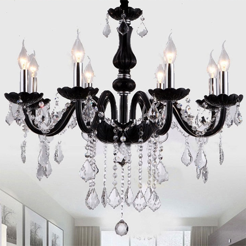 European black crystal chandelier modern simple living room bedroom chandelier creative Internet cafe restaurant candle_algz_62206488117