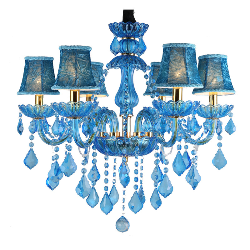 European candle pendant light suitable for home living room banquet hall hotel modern luxury crystal blue glass chandelier_algz_60797742319