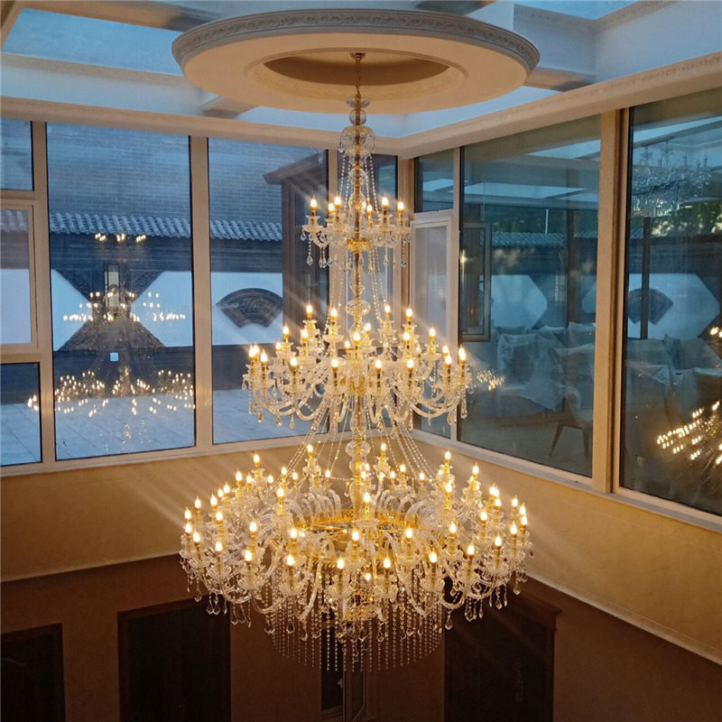 European crystal chandelier luxury villa living room lighting customization large modern club hall K9 crystal pendant light_algz_1600071387563