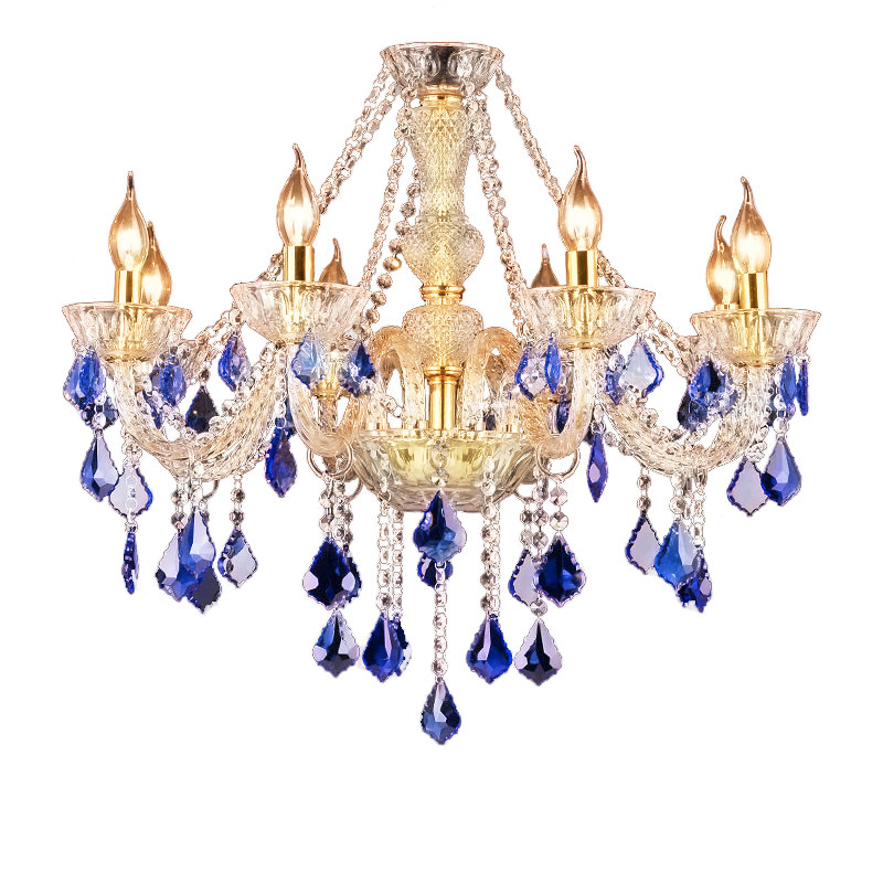 European crystal chandelier modern home living room decoration hotel villa luxury pendant lamp blue crystal luster chandelier_algz_1600226781784