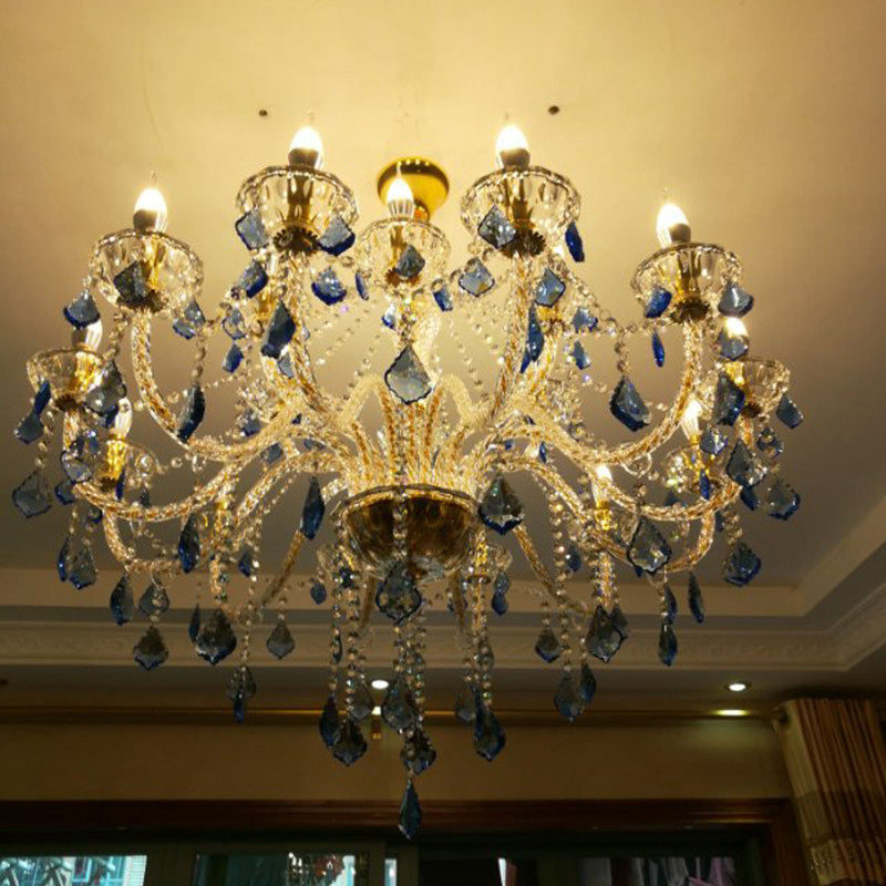 European crystal chandelier modern home living room decoration hotel villa luxury pendant lamp blue crystal luster chandelier_algz_1600226781784