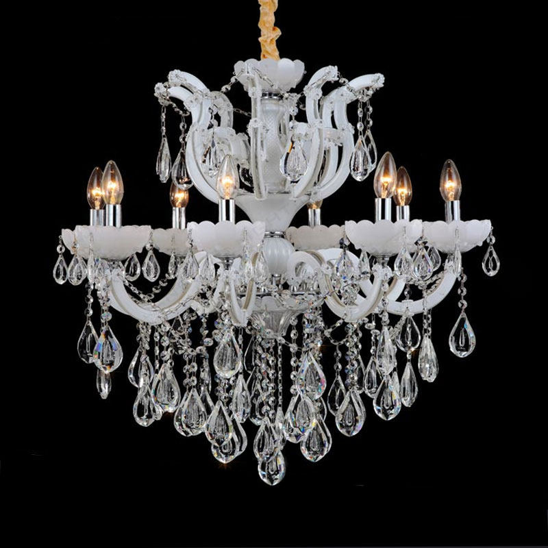 European crystal chandelier white living room lighting modern ceiling lamp clothing shop coffee shop decorated K9 crystal lamp_algz_62444422129