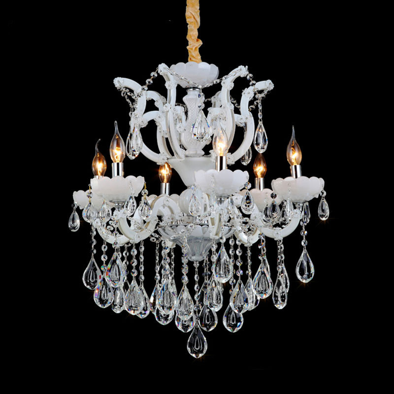 European crystal chandelier white living room lighting modern ceiling lamp clothing shop coffee shop decorated K9 crystal lamp_algz_62444422129