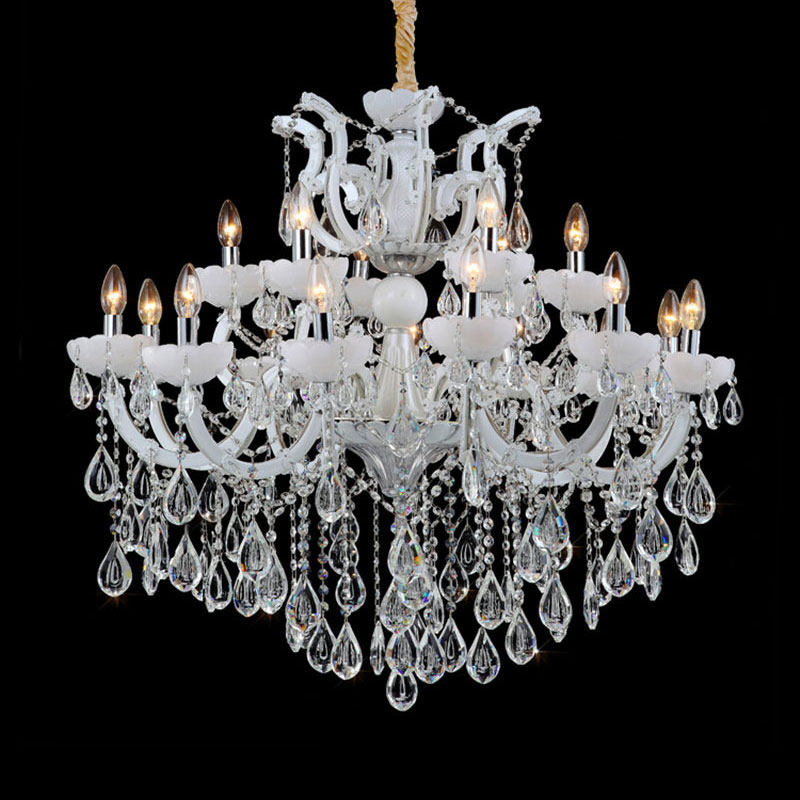 European crystal chandelier white living room lighting modern ceiling lamp clothing shop coffee shop decorated K9 crystal lamp_algz_62444422129