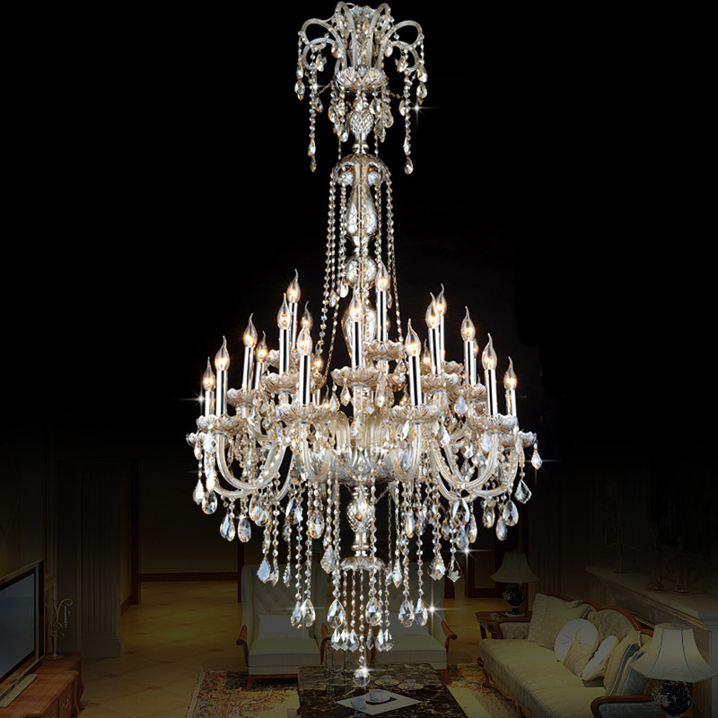 European glass crystal chandelier decorative candle lamp luxurious atmosphere villa candle holder dining room glass lamp_algz_62532158467