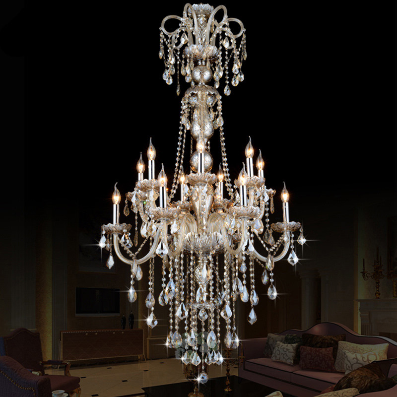 European glass crystal chandelier decorative candle lamp luxurious atmosphere villa candle holder dining room glass lamp_algz_62532158467