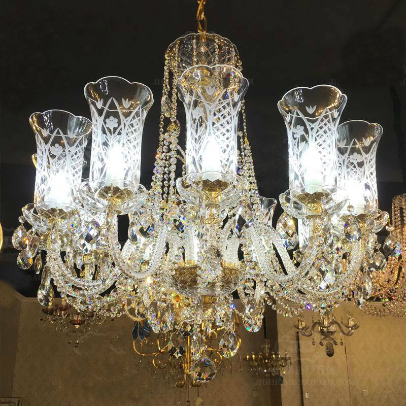 European high-end crystal chandelier modern living room simple dining room lamp atmospheric candle retro color pendant lamps_algz_62456932897