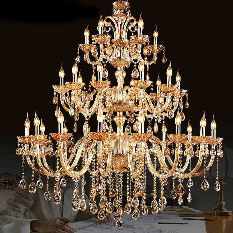 European luxury amber crystal chandelier modern large chandelier banquet hotel hall hanging decoration pendant light_algz_1600238384697