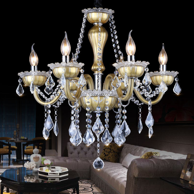 European luxury classical copper candle crystal chandelier, used for home decoration, hotel banquet and restaurant lighting_algz_60831967259