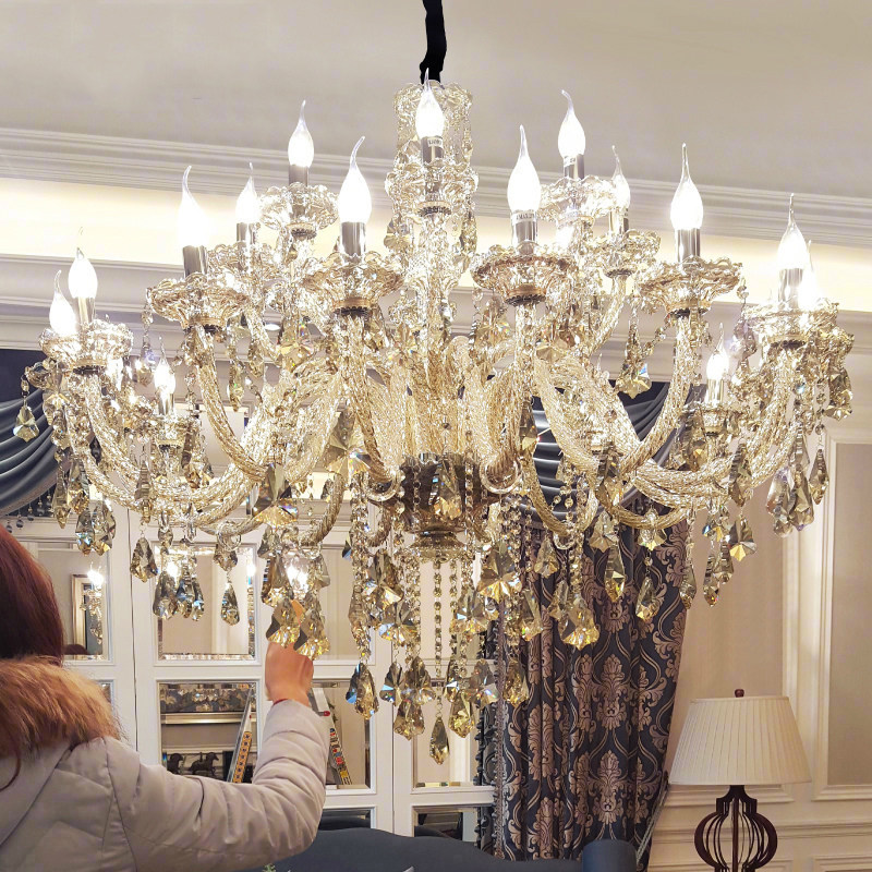 European modern candle crystal chandelier luxury villa lobby hotel large project decorative lighting large crystal chandelier_algz_1600217069525