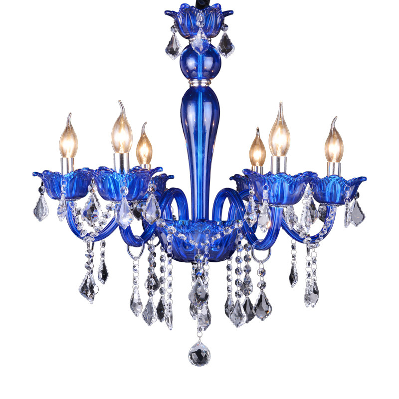 European modern crystal chandelier indoor lighting living room bedroom banquet hall personality large blue luminous chandelier_algz_60799171611