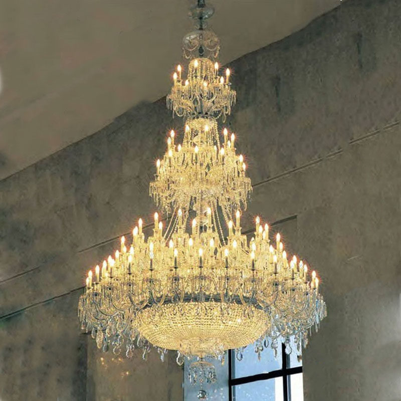 European modern luxury candle crystal chandelier living room hotel club house villa duplex building staircase long chandelier_algz_1600170171644