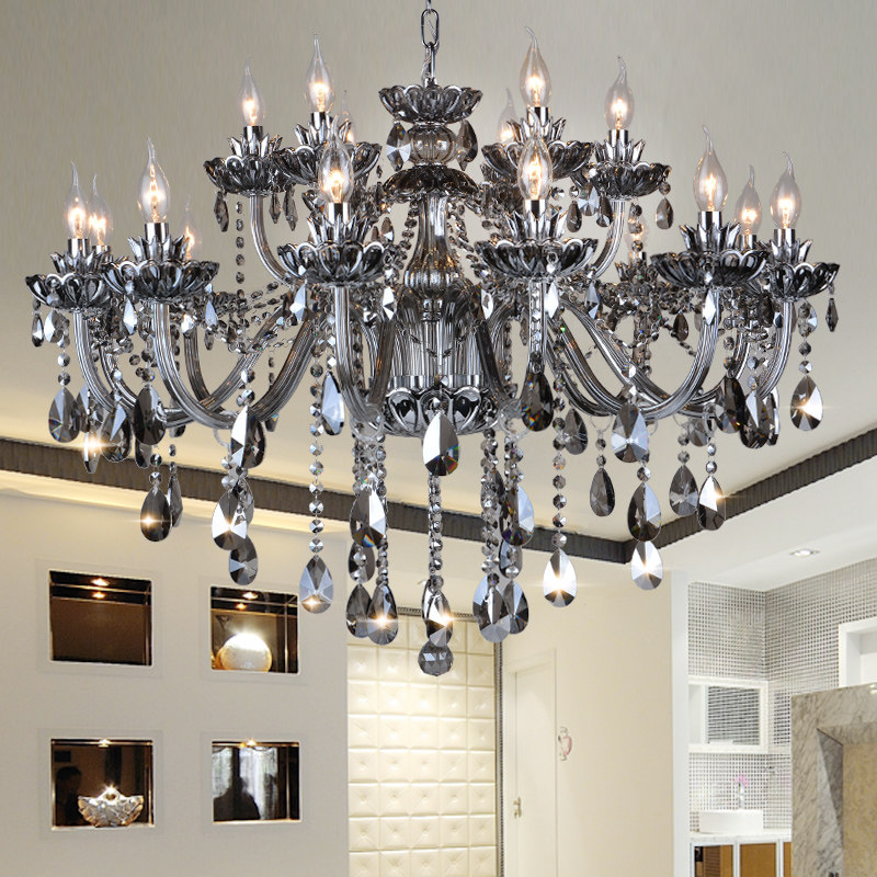 European modern smoke gray crystal chandelier bedroom luster living room indoor maria theresa lighting pendant light chandelier_algz_1600303661073