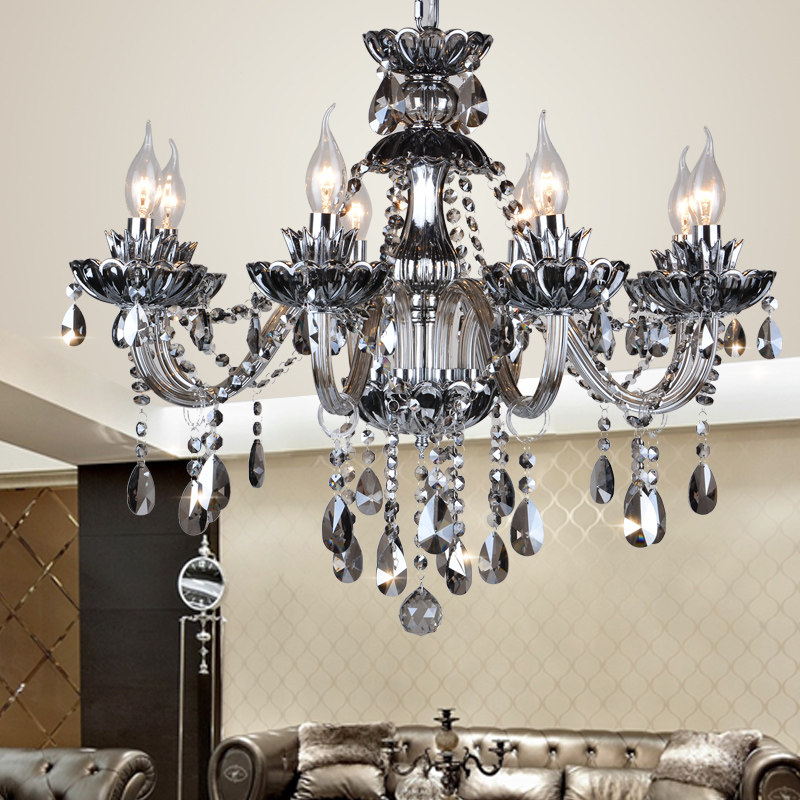 European modern smoke gray crystal chandelier bedroom luster living room indoor maria theresa lighting pendant light chandelier_algz_1600303661073