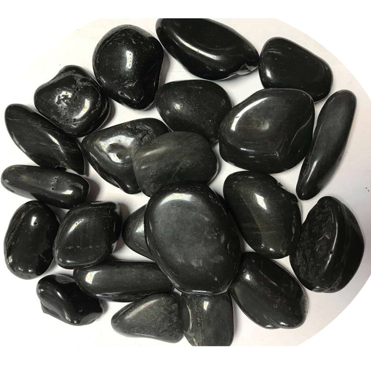 Polished Black River Stone