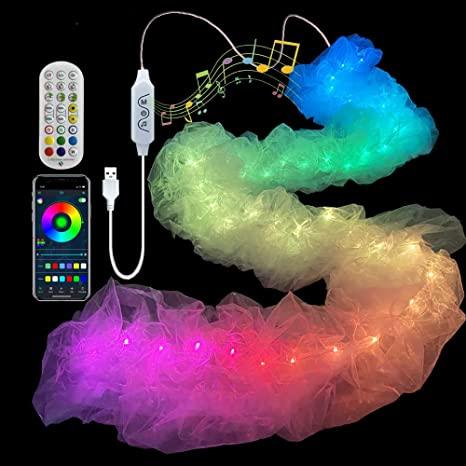 16.4Ft 5M USB Marriage Proposal Decorations Organza Lights Music Sync Multicolor Changing Remote APP Color Changing Warm White & Multicolor for Wedding Engagement Anniversary Birthday Home Room decor