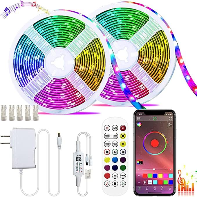 ZOKON Led Strip Lights 16.4ft Led Light Strip Music Sync Color Changing RGB Led Strip Built-in Mic,Bluetooth App Control LED Tape Lights with Remote,5050 RGB Rope Light Strips (16.4ft 5M)