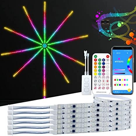 Fireworks LED light 300LEDS dreamy color fireworks light with remote control Bluetooth application high music sensitivity sound control LED light bar light suitable for home bedroom bar wall wedding party decoration