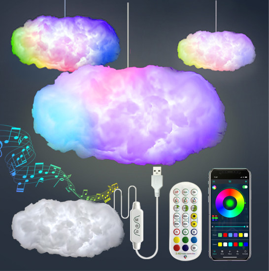 3d big cloud lightning light kit music sync warm white multicolor lightning strip lights 360 degree wireless remote app no diy coolest decorarations for a