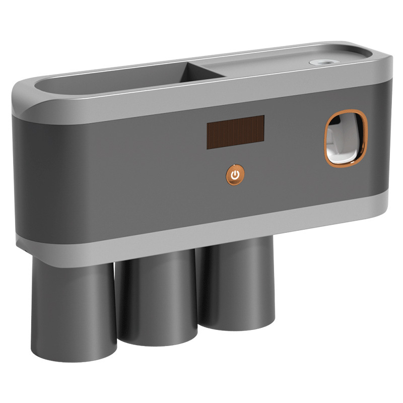 厂家直供枪灰色紫外杀菌牙刷架多功能无痕免打孔壁挂式置物架