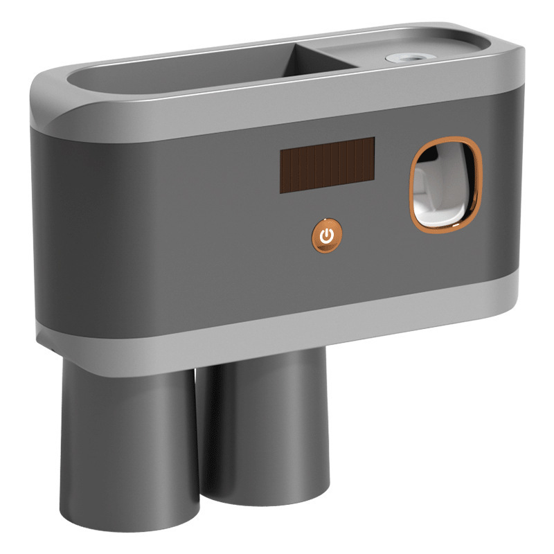 厂家直供枪灰色紫外杀菌牙刷架多功能无痕免打孔壁挂式置物架