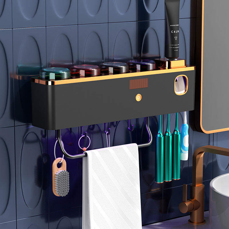 智能牙刷消毒器紫外线杀菌免打孔壁挂电动牙杯漱口杯智能杀菌