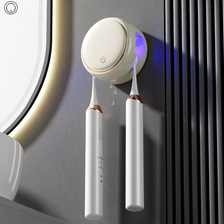 智能烘干牙刷消毒器收纳紫外线杀菌免打孔卫生间壁挂式置物架电动