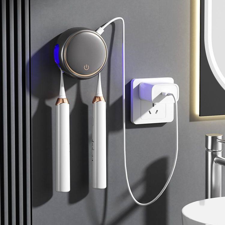 智能烘干牙刷消毒器收纳紫外线杀菌免打孔卫生间壁挂式置物架电动