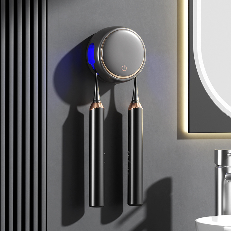 智能烘干牙刷消毒器收纳紫外线杀菌免打孔卫生间壁挂式置物架电动