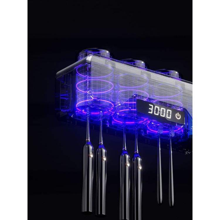 智能枪灰牙刷消毒器紫外线杀菌烘干牙杯牙膏置物架新款高端壁挂