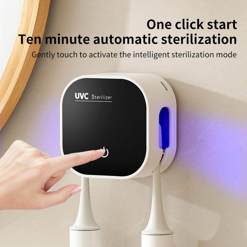 热销全自动牙刷消毒器烘干紫外线智能杀菌壁挂式免打孔置物架