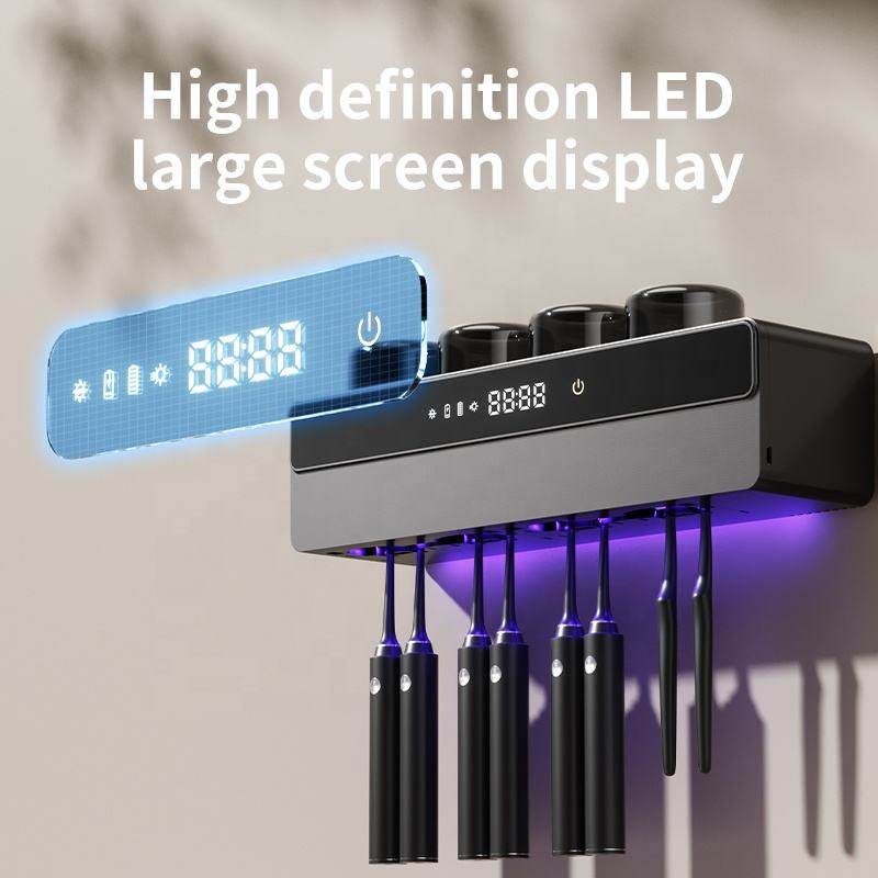 智能牙刷消毒器烘干紫外线 免打孔壁挂式人体感应牙刷置物架