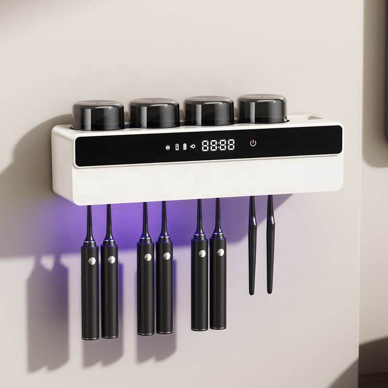 智能牙刷消毒器烘干紫外线 免打孔壁挂式人体感应牙刷置物架