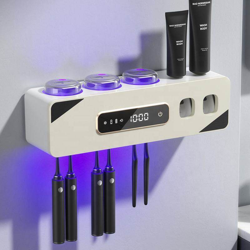 智能触控式杀菌消毒烘干牙刷架免打孔壁挂式牙刷消毒器