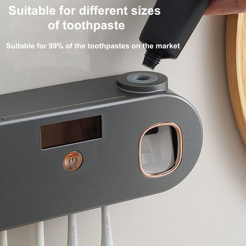 迷你USB充电牙刷架智能杀菌消毒免打孔无痕贴壁挂式收纳