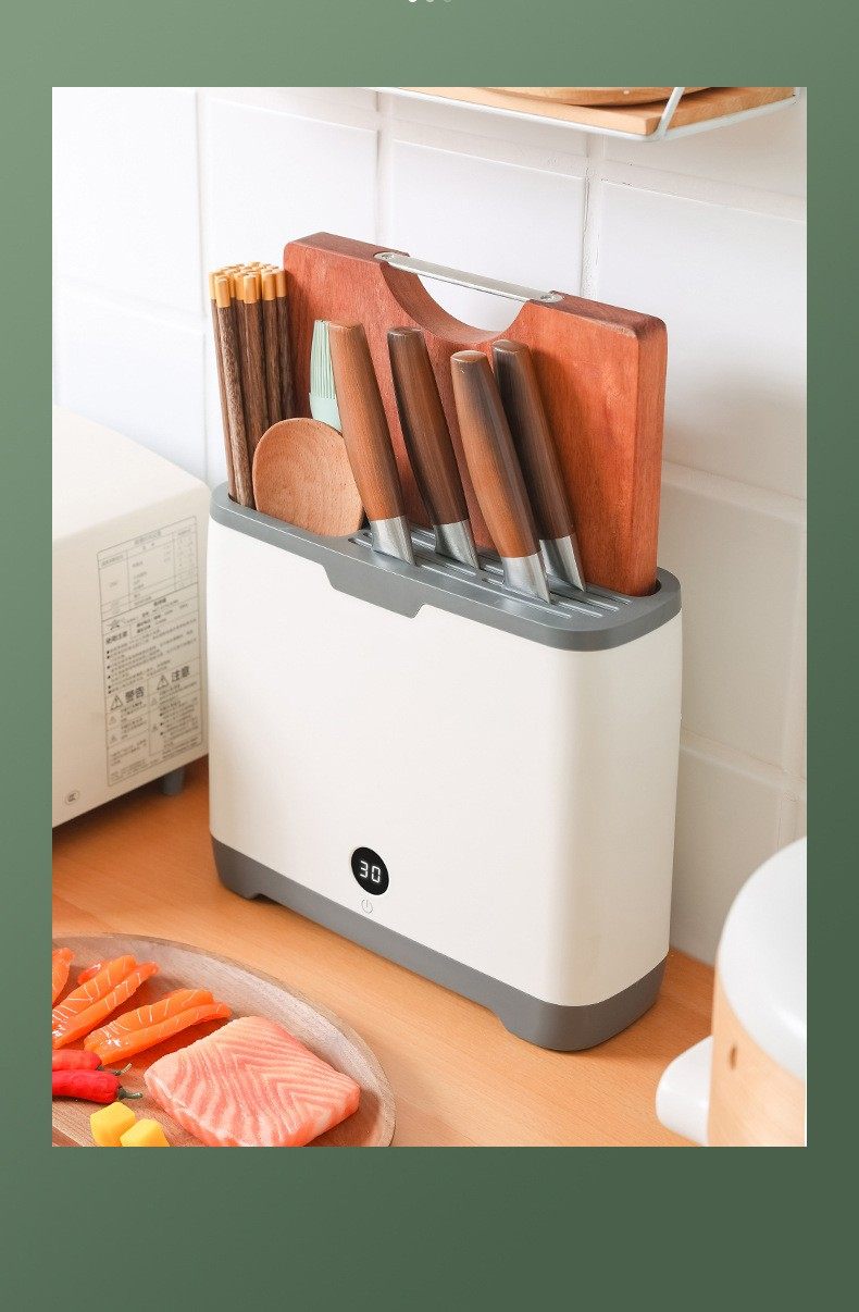 厂家直供紫外线杀菌刀架多功能刀筷收纳架触控式带烘干刀具除菌机