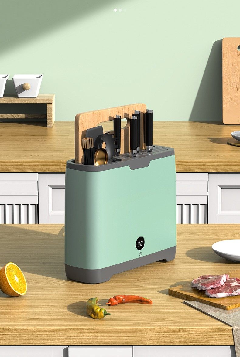 厂家直供紫外线杀菌刀架多功能刀筷收纳架触控式带烘干刀具除菌机